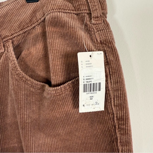 Pilcro Ribbed Corduroy Straight Leg Pants Casual Classic Neutral‎ Taupe 32 NWT - Picture 2 of 7
